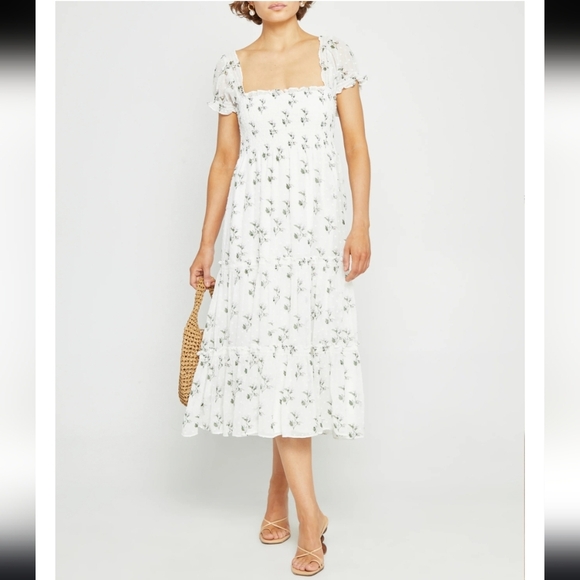 NWT! O.P.T. , Cypress Midi Dress, White/Green/Lilac, Size Large, MSRP $148 - Picture 4 of 13